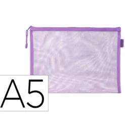 BOLSA ZIPPER BAG LIDERPAPEL POLIESTER TRANSPIRABLE MULTIUSOS DIN A5 MORADO PASTEL