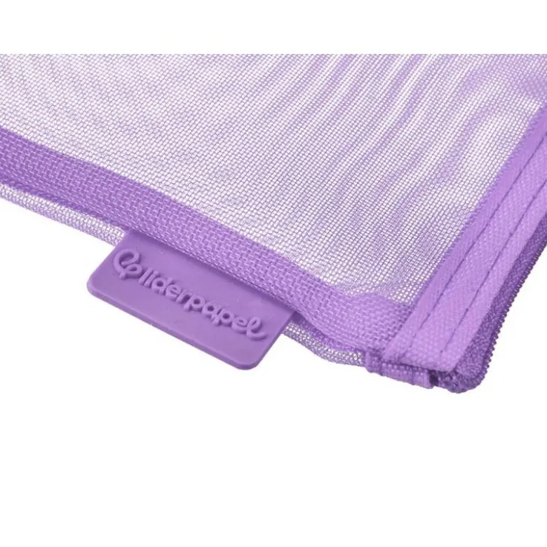 BOLSA ZIPPER BAG LIDERPAPEL POLIESTER TRANSPIRABLE MULTIUSOS TICKET 230X115 MM MORADO PASTEL