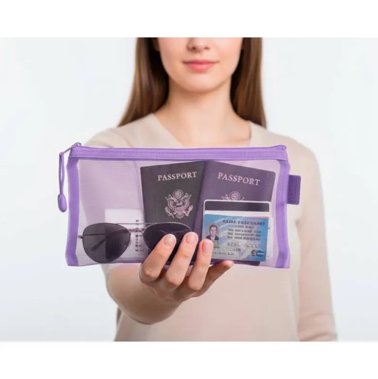 BOLSA ZIPPER BAG LIDERPAPEL POLIESTER TRANSPIRABLE MULTIUSOS TICKET 230X115 MM MORADO PASTEL