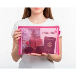 BOLSA ZIPPER BAG LIDERPAPEL POLIESTER TRANSPIRABLE MULTIUSOS DIN A4 ROSA