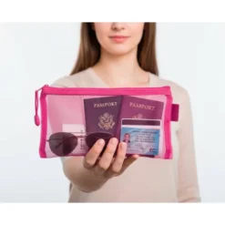 BOLSA ZIPPER BAG LIDERPAPEL POLIESTER TRANSPIRABLE MULTIUSOS TICKET 230X115 MM ROSA