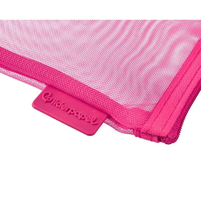 BOLSA ZIPPER BAG LIDERPAPEL POLIESTER TRANSPIRABLE MULTIUSOS TICKET 230X115 MM ROSA