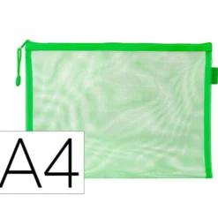 BOLSA ZIPPER BAG LIDERPAPEL POLIESTER TRANSPIRABLE MULTIUSOS DIN A4 VERDE PASTEL