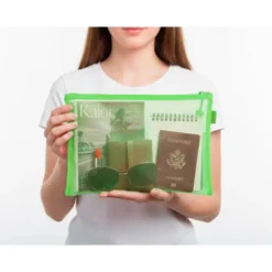 BOLSA ZIPPER BAG LIDERPAPEL POLIESTER TRANSPIRABLE MULTIUSOS DIN A4 VERDE PASTEL