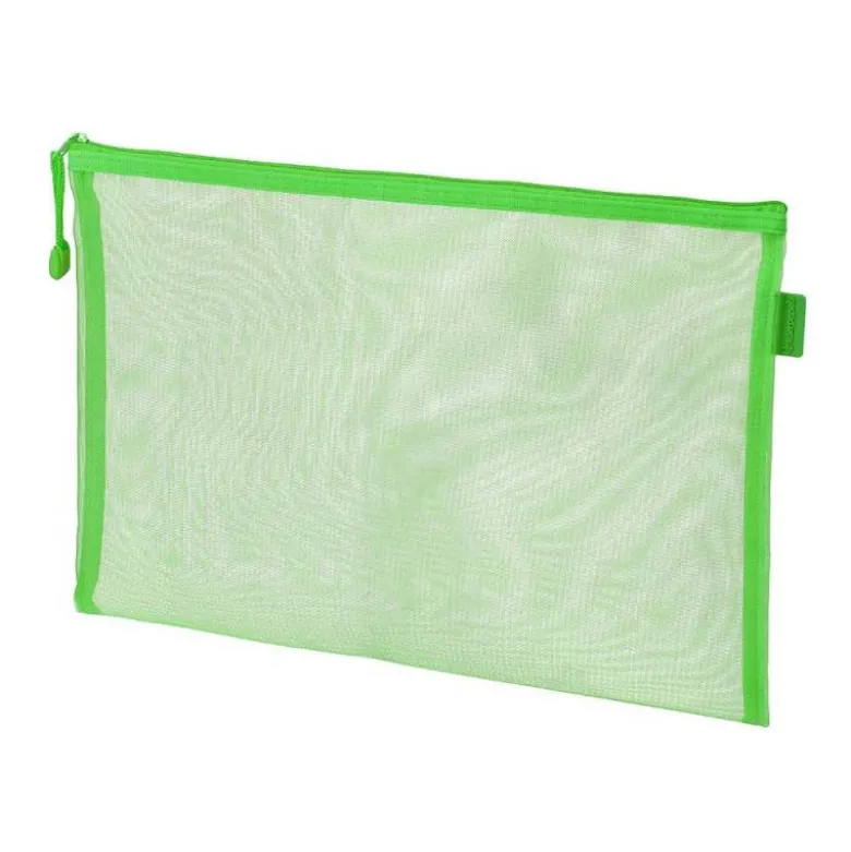 BOLSA ZIPPER BAG LIDERPAPEL POLIESTER TRANSPIRABLE MULTIUSOS DIN A4 VERDE PASTEL