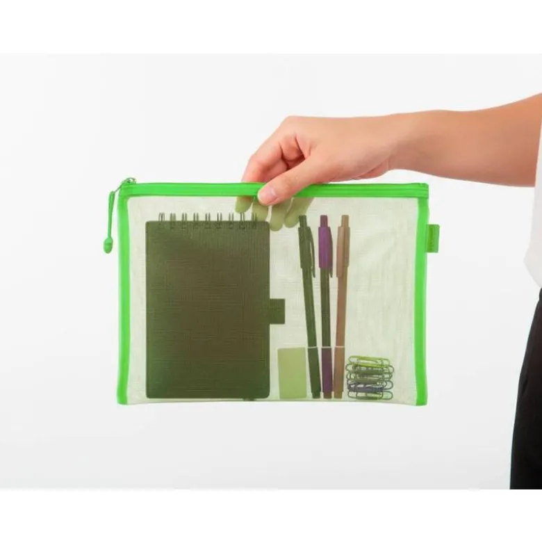 BOLSA ZIPPER BAG LIDERPAPEL POLIESTER TRANSPIRABLE MULTIUSOS DIN A5 VERDE PASTEL