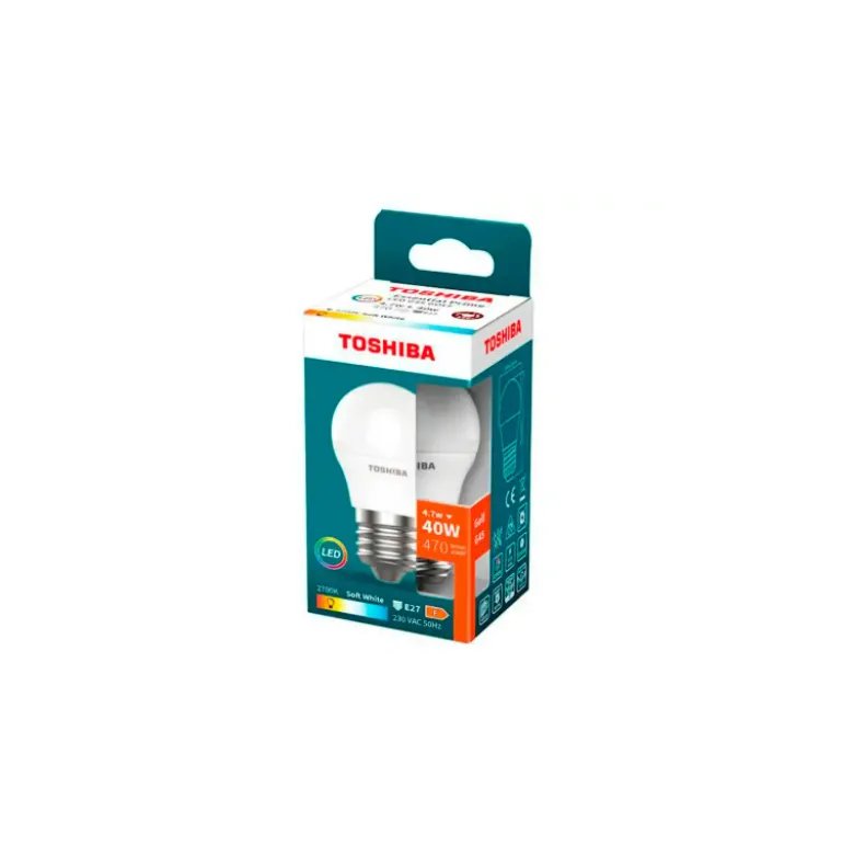 BOMBILLA LED TOSHIBA ESSENTIAL G45 E27 4.7W LUZ CALIDA 2700K