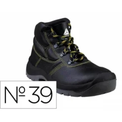 BOTAS DELTAPLUS DE SEGURIDAD PIEL CRUPON PIGMENTADA SUELA PU BI-DENSIDAD COLOR NEGRO TALLA 39