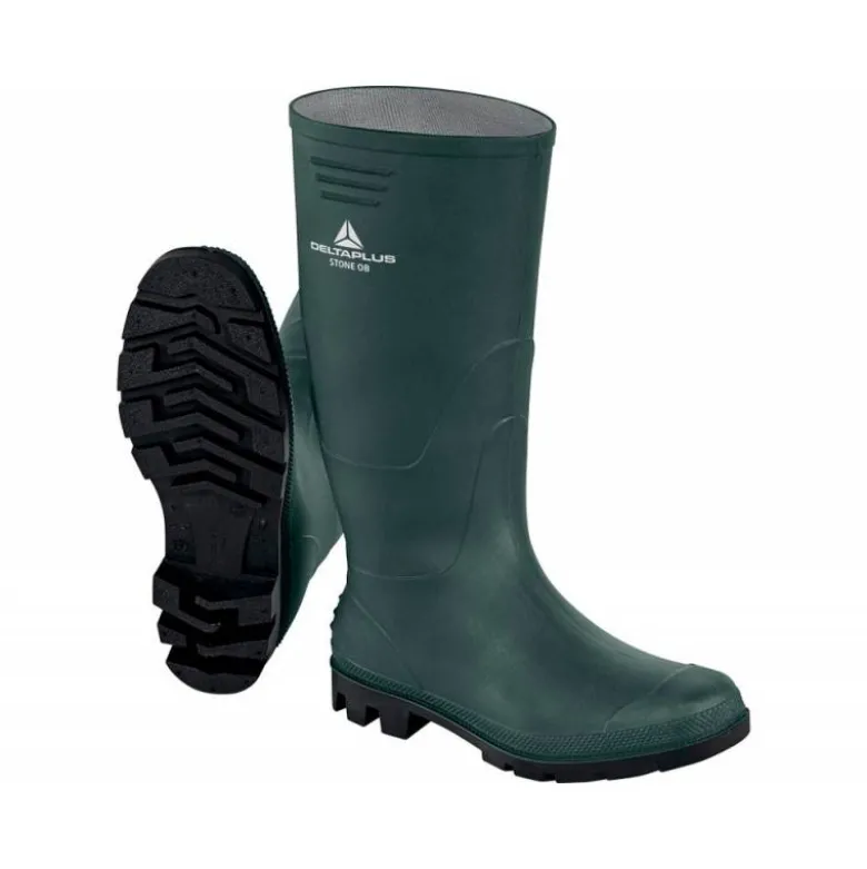 BOTAS DELTAPLUS DE SEGURIDAD STONE PVC VERDE SUELA DE TACOS TALLA 42