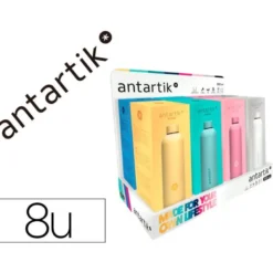 BOTELLA ANTARTIK ISOTERMICA ACERO INOXIDABLE LIBRE DE BPA 750ML EXPOSITOR CON 8 BOTELLAS