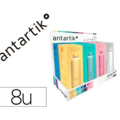 BOTELLA ANTARTIK ISOTERMICA ACERO INOXIDABLE LIBRE DE BPA 500ML EXPOSITOR CON 8 BOTELLAS
