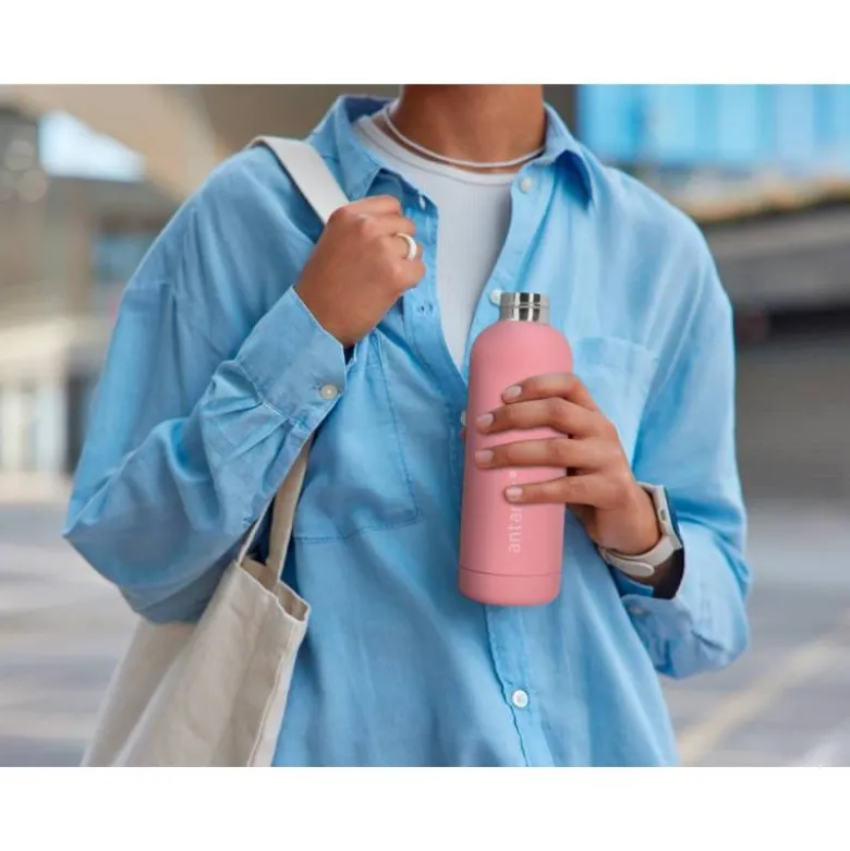 BOTELLA PORTALIQUIDOS ANTARTIK ISOTERMICA ACERO INOXIDABLE LIBRE DE BPA COLOR ROSA 500 ML
