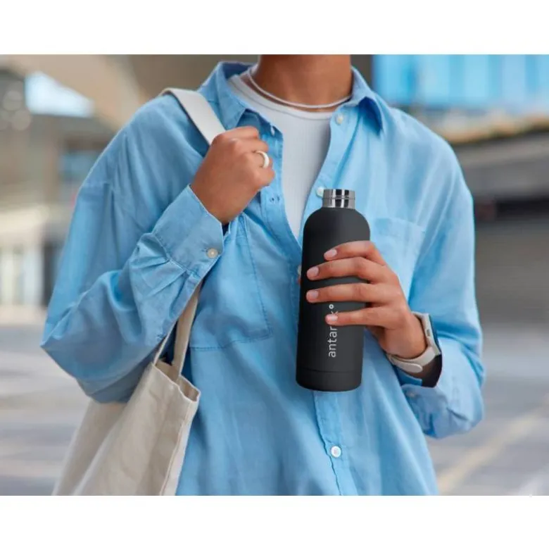 BOTELLA PORTALIQUIDOS ANTARTIK ISOTERMICA ACERO INOXIDABLE LIBRE DE BPA COLOR NEGRO 500 ML
