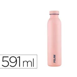 BOTELLA PORTALIQUIDOS MILAN ACERO INOXIDABLE TERMO COLOR ROSA 591 ML