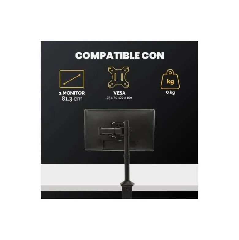 BRAZO PARA MONITOR FELLOWES REFLEX AJUSTABEL EN ALTURA HASTA 45 CM HASTA 8 KG