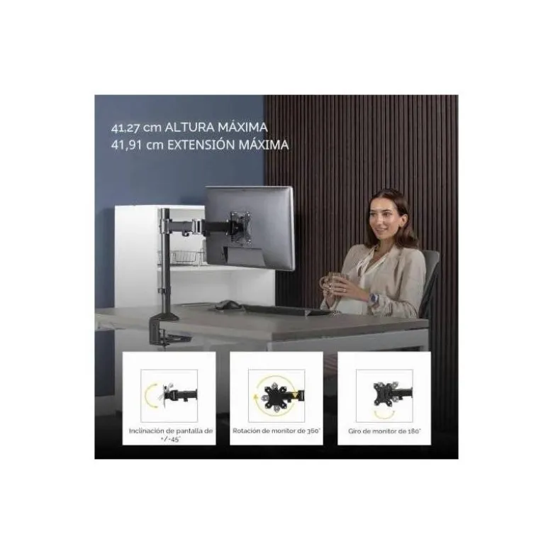 BRAZO PARA MONITOR FELLOWES REFLEX AJUSTABEL EN ALTURA HASTA 45 CM HASTA 8 KG
