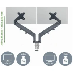 BRAZO PARA MONITOR LEITZ ERGO SPACESAVING DUAL GRIS OSCURO