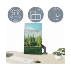 BRAZO PARA MONITOR LEITZ ERGO SPACESAVING DUAL GRIS OSCURO