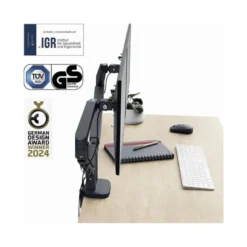 BRAZO PARA MONITOR LEITZ ERGO SPACESAVING DUAL GRIS OSCURO