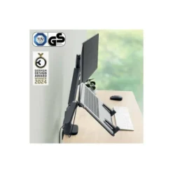 BRAZO PARA MONITOR Y PORTATIL LEITZ ERGO SPACESAVING DUAL GRIS OSCURO