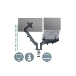 BRAZO PARA MONITOR Y PORTATIL LEITZ ERGO SPACESAVING DUAL GRIS OSCURO