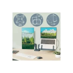 BRAZO PARA MONITOR Y PORTATIL LEITZ ERGO SPACESAVING DUAL GRIS OSCURO