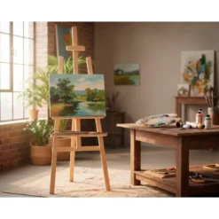 CABALLETE DE PIE PINTOR LIDERPAPEL MADERA DE PINO BARNIZADO 58,5X175X75 CM CERTIFICADO FSC