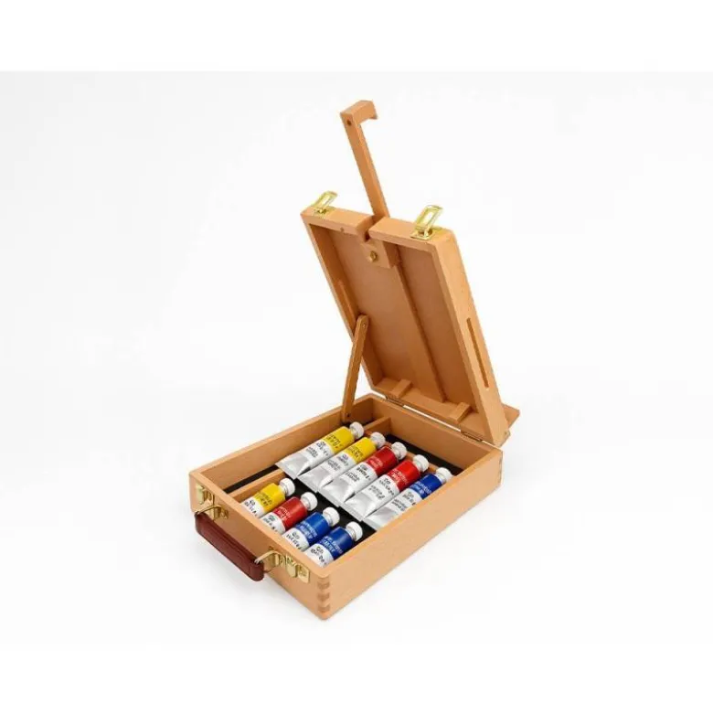CABALLETE PINTOR DE SOBREMESA LIDERPAPEL MADERA DE HAYA BARNIZADO CON MALETIN 39X26X13CM CERTIFICADO FSC