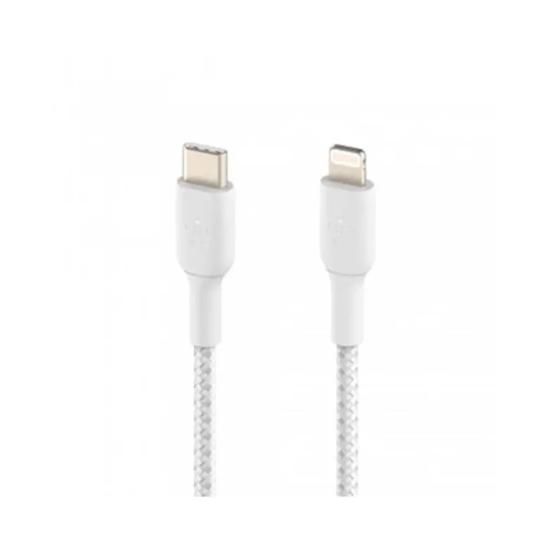 CABLE TRENZADO BELKIN CAA004BT1MWH USB-C A LIGHTNING BOOST CHARGE LARGO 1 M COLOR BLANCO