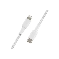 CABLE TRENZADO BELKIN CAA004BT1MWH USB-C A LIGHTNING BOOST CHARGE LARGO 1 M COLOR BLANCO
