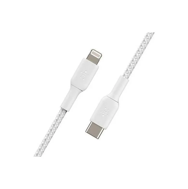 CABLE TRENZADO BELKIN CAA004BT1MWH USB-C A LIGHTNING BOOST CHARGE LARGO 1 M COLOR BLANCO