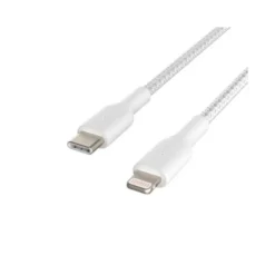 CABLE TRENZADO BELKIN CAA004BT1MWH USB-C A LIGHTNING BOOST CHARGE LARGO 1 M COLOR BLANCO