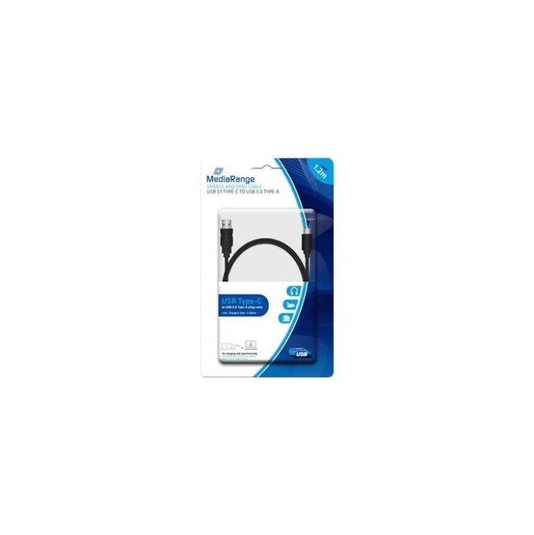 CABLE USB 3.1 TIPO C A USB 3.0 TIPO A MEDIARANGE LONGITUD DEL CABLE 1.2 MT NEGRO