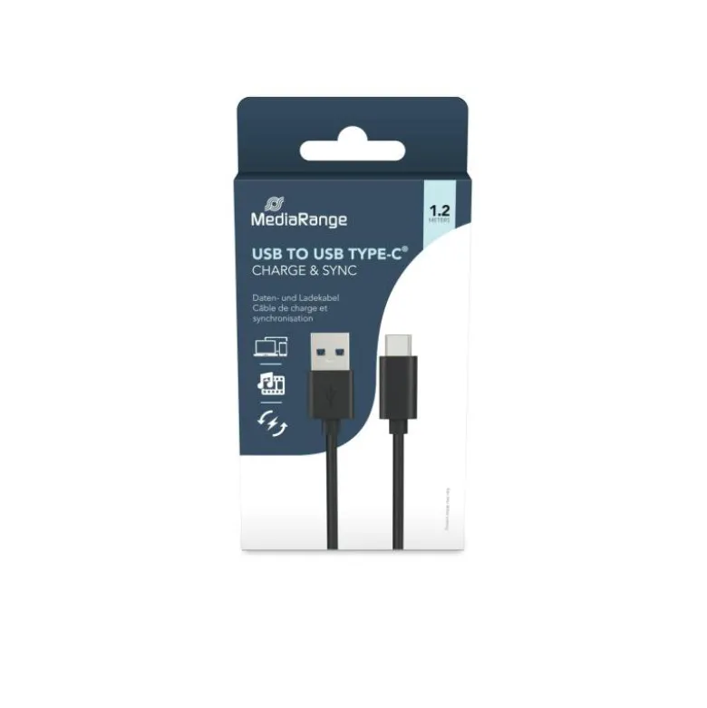 CABLE USB 3.1 TIPO C A USB 3.0 TIPO A MEDIARANGE LONGITUD DEL CABLE 1.2 MT NEGRO