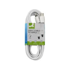 CABLE USB-C A APPLE Q-CONNECT PVC LONGITUD 2M BLANCO