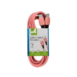 CABLE USB-C A USB-C Q-CONNECT PVC LONGITUD 2M ROSA