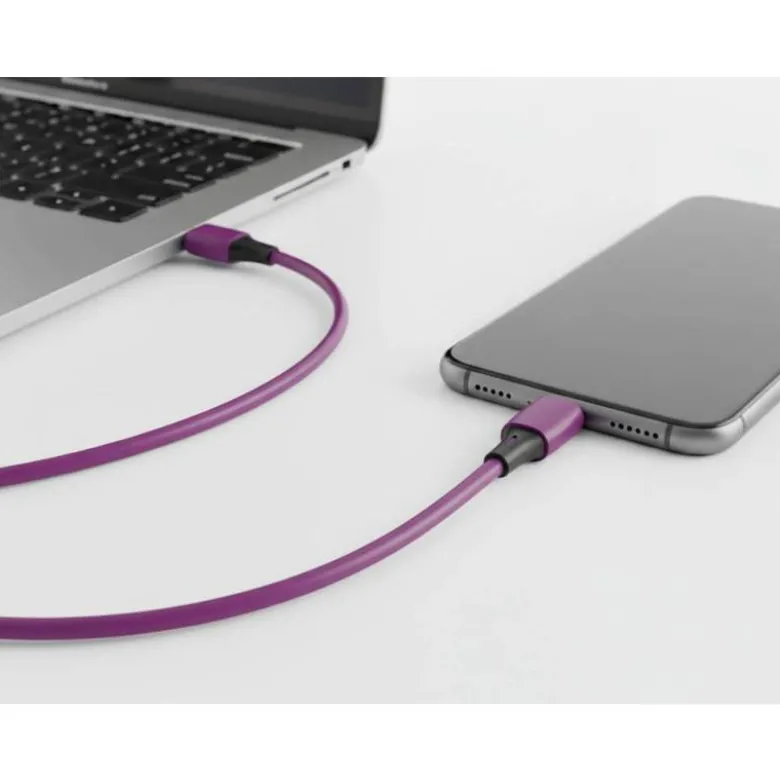 CABLE USB-C A USB-C Q-CONNECT PVC LONGITUD 2M MORADO