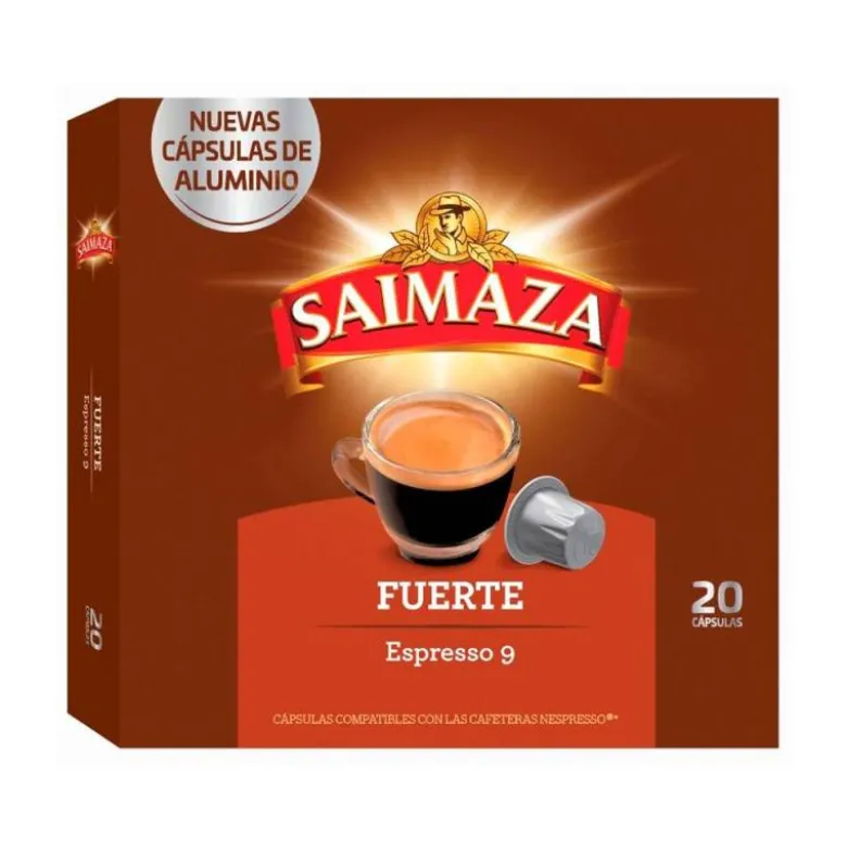 CAFE SAIMAZA FUERTE ESPRESSO INTENSIDAD 9 CAJA DE 20 CAPSULAS COMPATIBLE NESPRESSO