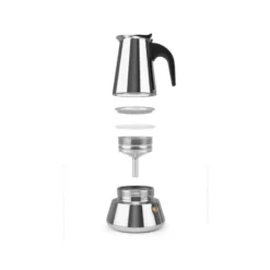CAFETERA ITALIANA ORBEGOZO ACERO INOXIDABLE 4 TAZAS APTA PARA TODO TIPO DE COCINAS