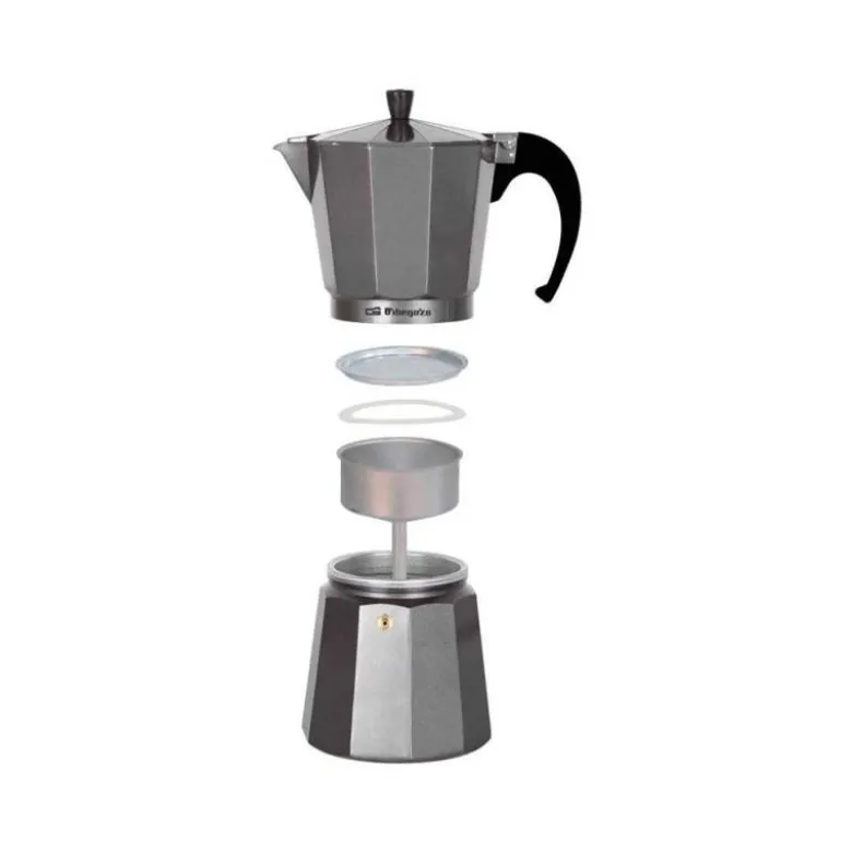 CAFETERA ITALIANA ORBEGOZO ALUMINIO 6 TAZAS APTA PARA TODO TIPO DE COCINAS