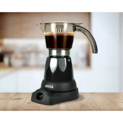 CAFETERA JOCCA ITALIANA ELECTRICA CAPACIDAD 6 TAZAS JARRA TRANSPARENTE SIN CABLES 220-240V COLOR NEGRO