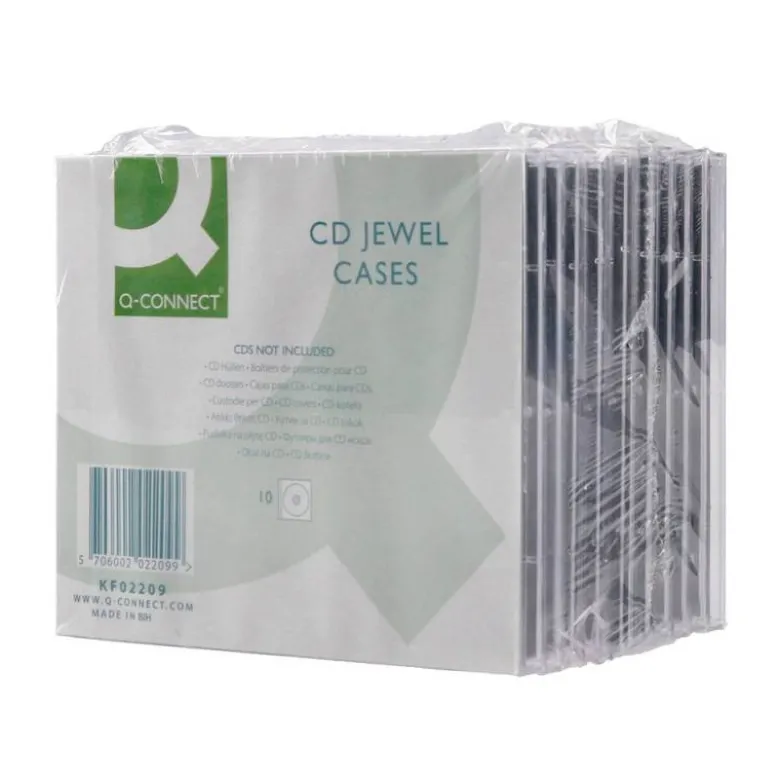 Caja de CD/DVD marca Q-Connect. Caja 10 ud.