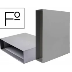 CAJA ARCHIVADOR LIDERPAPEL DE PALANCA CARTON FOLIO DOCUMENTA LOMO 75MM COLOR GRIS
