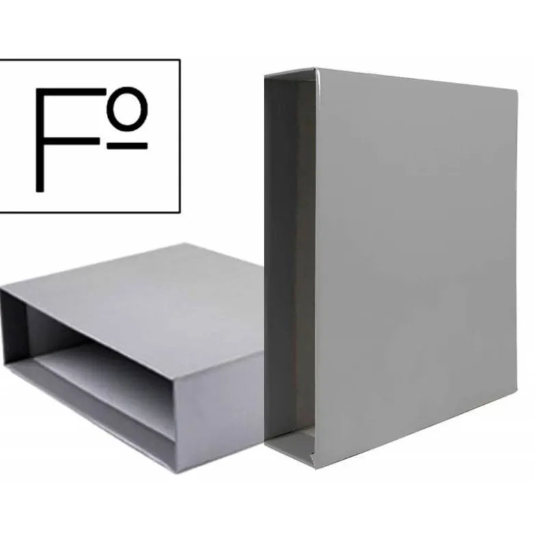 CAJA ARCHIVADOR LIDERPAPEL DE PALANCA CARTON FOLIO DOCUMENTA LOMO 75MM COLOR GRIS