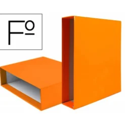 CAJA ARCHIVADOR LIDERPAPEL DE PALANCA CARTON FOLIO DOCUMENTA LOMO 75MM COLOR NARANJA