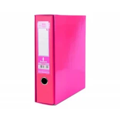 CAJA ARCHIVADOR LIDERPAPEL DE PALANCA CARTON FOLIO DOCUMENTA LOMO 75 MM ROSA