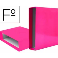 CAJA ARCHIVADOR LIDERPAPEL DE PALANCA CARTON FOLIO DOCUMENTA LOMO 75 MM ROSA