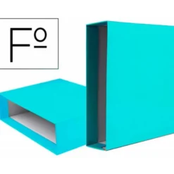 CAJA ARCHIVADOR LIDERPAPEL DE PALANCA CARTON FOLIO DOCUMENTA LOMO 75 MM VERDE CLARO