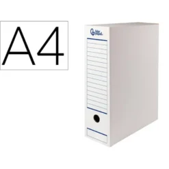 CAJA ARCHIVO DEFINITIVO AUTOMATICA LIDERPAPEL DIN A4 CARTON RECICLADO 325G/M2 LOMO 100 MM BLANCO 360X100X255MM