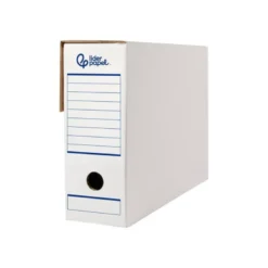 CAJA ARCHIVO DEFINITIVO AUTOMATICA LIDERPAPEL DIN A4 CARTON RECICLADO 325G/M2 LOMO 100 MM BLANCO 360X100X255MM